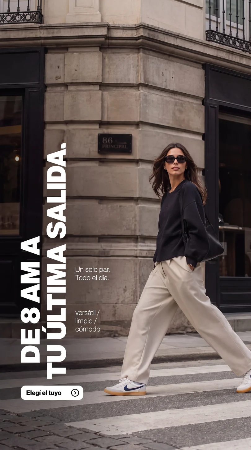 Ad de zapatillas: De 8 AM a tu última salida.