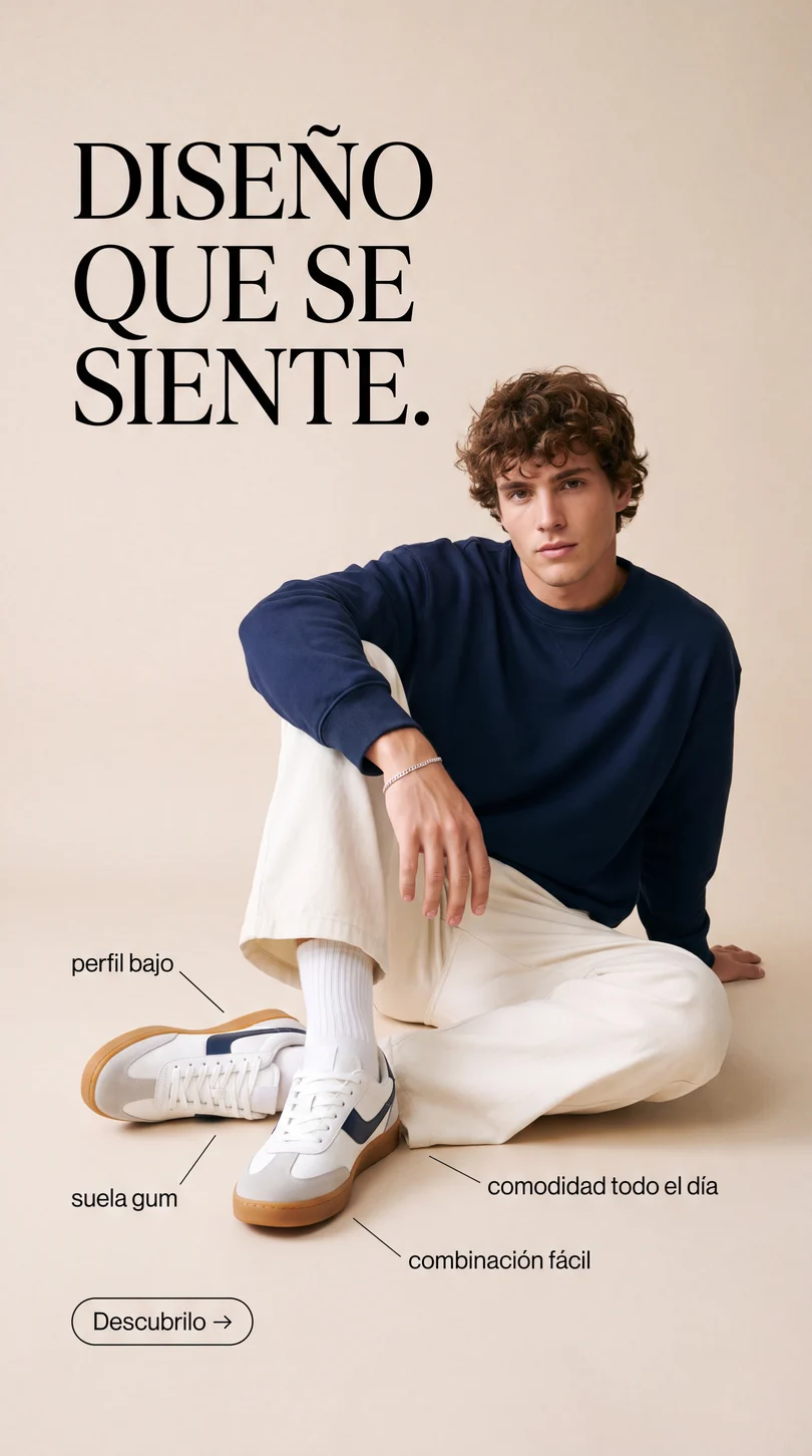 Ad de zapatillas: Diseño que se siente.